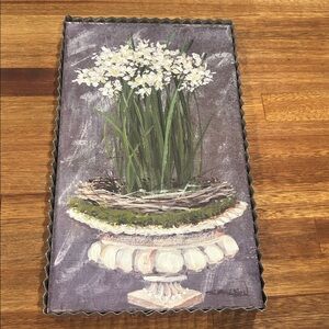 Paper whites Floral Art on Canvas with Scalloped Edges